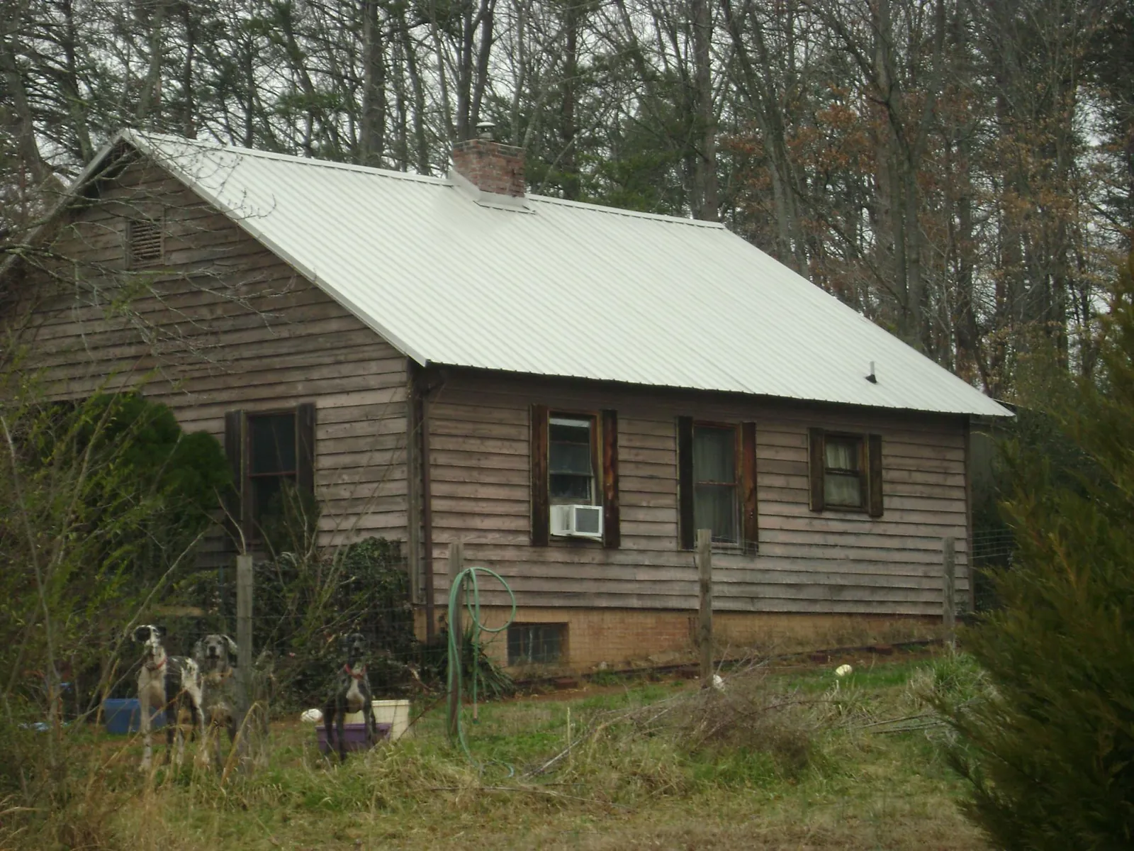 White metal roof on an old wood sided farmhouse, from a Asphalt Shingle Roof Repair job in Trumbull